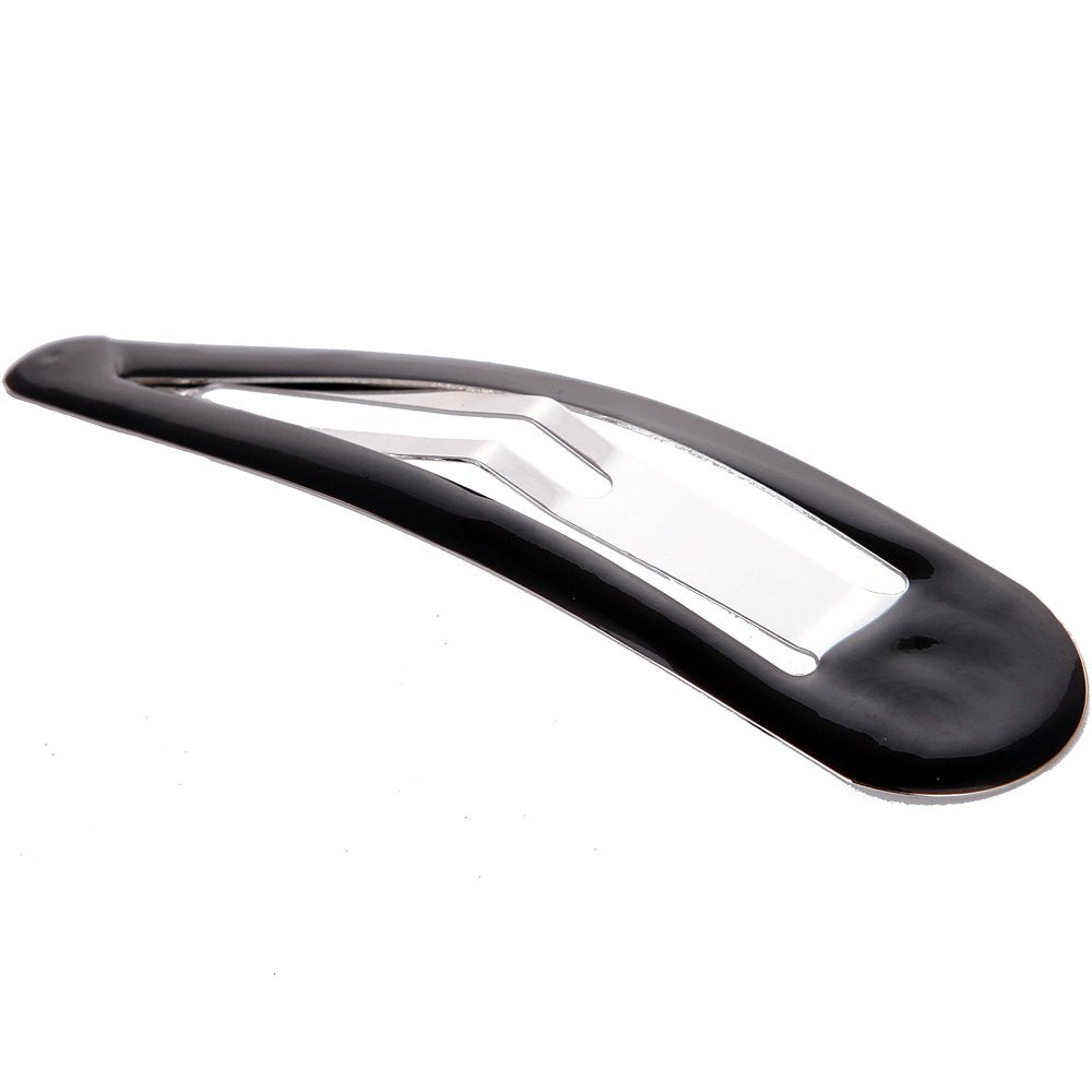Pack of 10 Large Metal Stoving Varnish Hair Snap Clips,3.5 inch Long No-slip Hair Clips Barrettes For Women and Girls (Black)