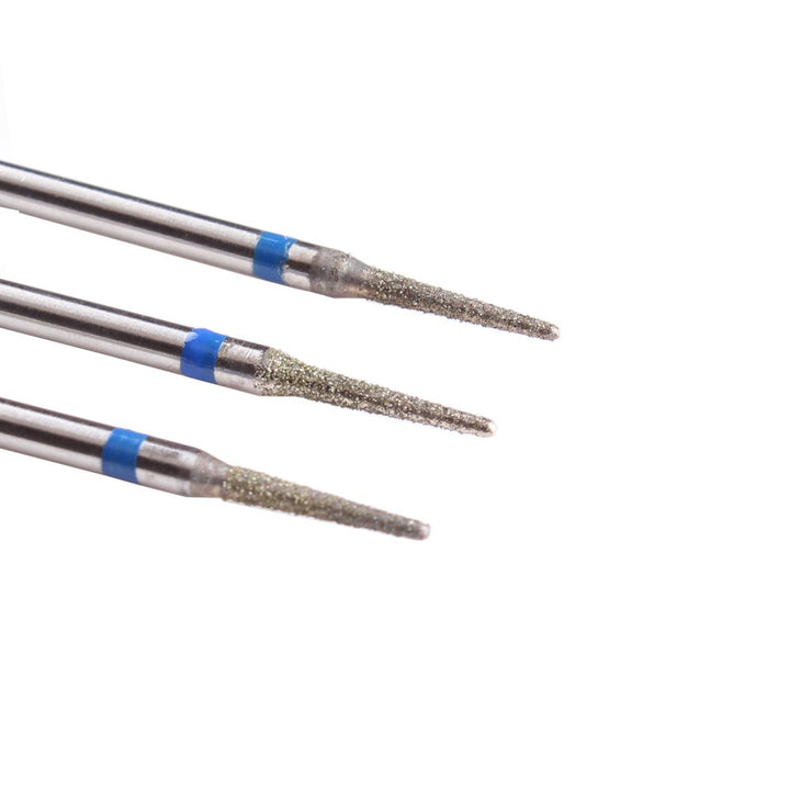B: Mzcmsl 3Pcs Needle Shaped Cuticle Bits, 3/32 Shank Diamond E File Bit, Under Nail Drill Bit for Manicure Machine