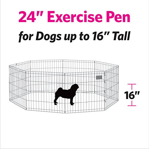 Dog Exercise Pen &amp; Playpen, 24 W x 24 H, No Door, Black B550-24