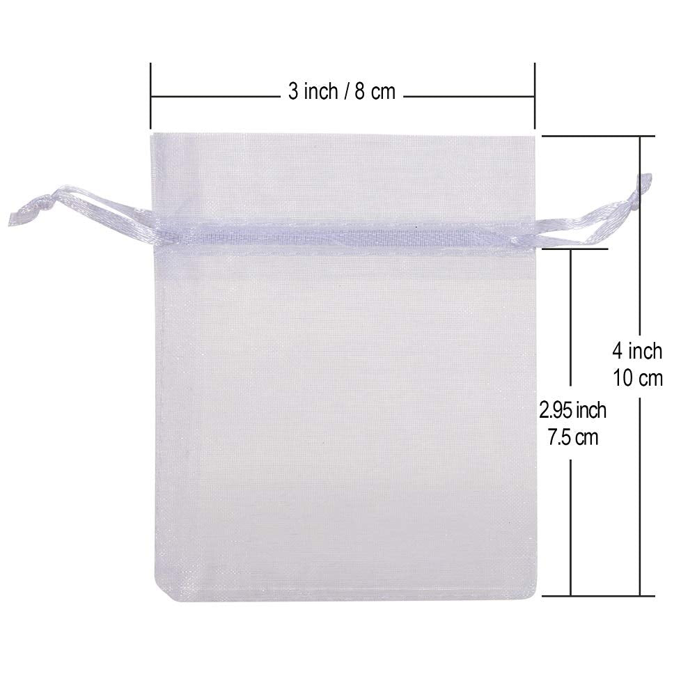 HRX Package 100pcs White Organza Jewelry Bags Drawstrin
