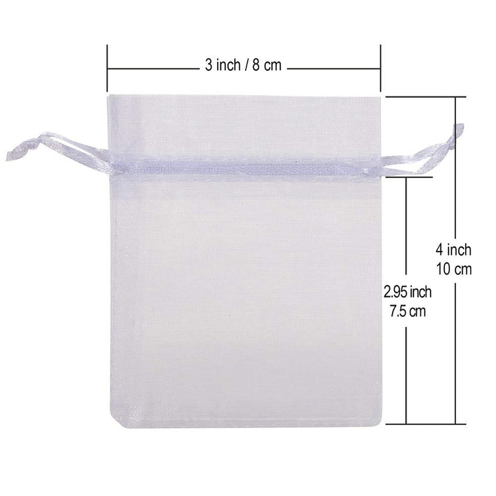 HRX Package 100pcs White Organza Jewelry Bags Drawstrin