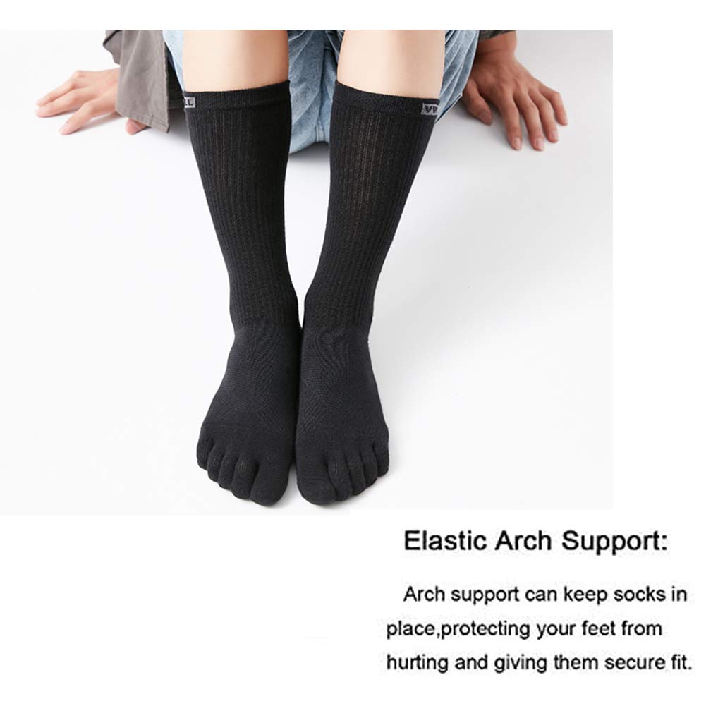 Toe Socks Cotton Athletic Running Five Finger Socks 3 Pairs,Size 7-11