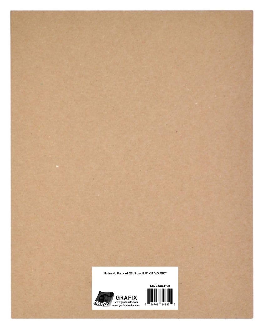 Medium Weight Chipboard Sheets 8.5X11 25/Pkg - Natural