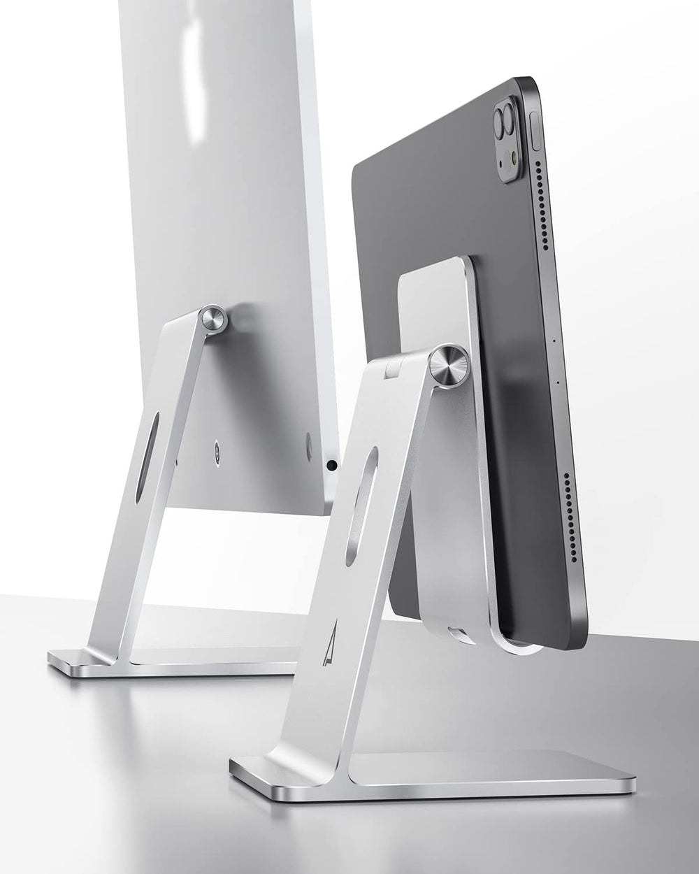 Adjustable Tablet Stand Holder, Sleek Looks Tablet Desktop Stand Dock Constructed from Aluminum - Compatible with iPad Air iPad Pro/iPad Mini [4.7-13], iPhone 15, Galaxy Tab S8, Grey