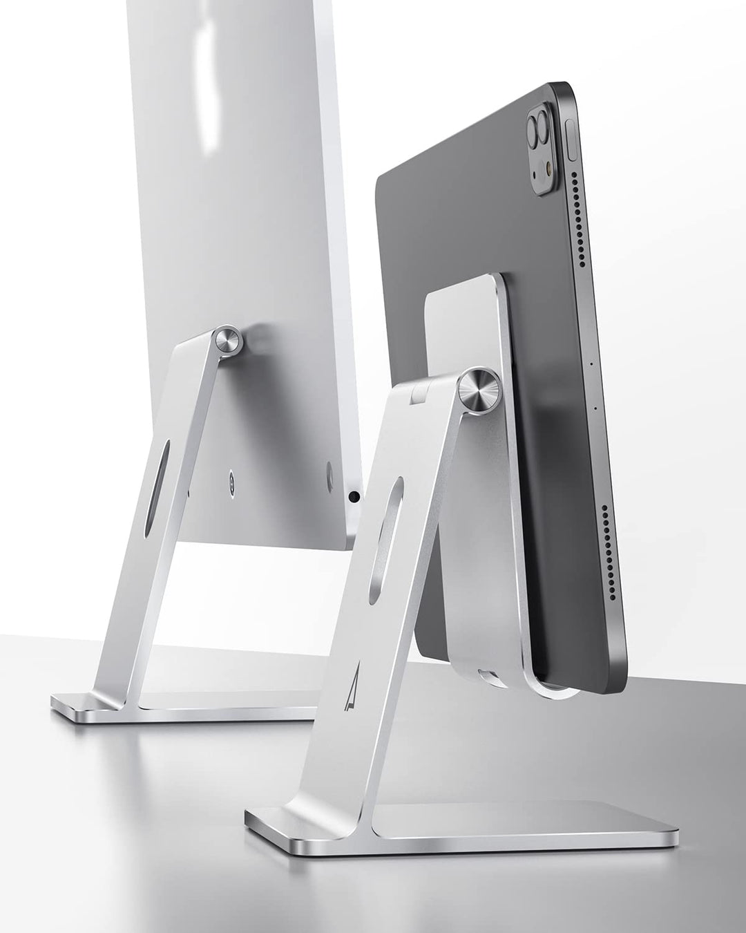 Adjustable Tablet Stand Holder, Sleek Looks Tablet Desktop Stand Dock Constructed from Aluminum - Compatible with iPad Air iPad Pro/iPad Mini [4.7-13], iPhone 15, Galaxy Tab S8, Grey