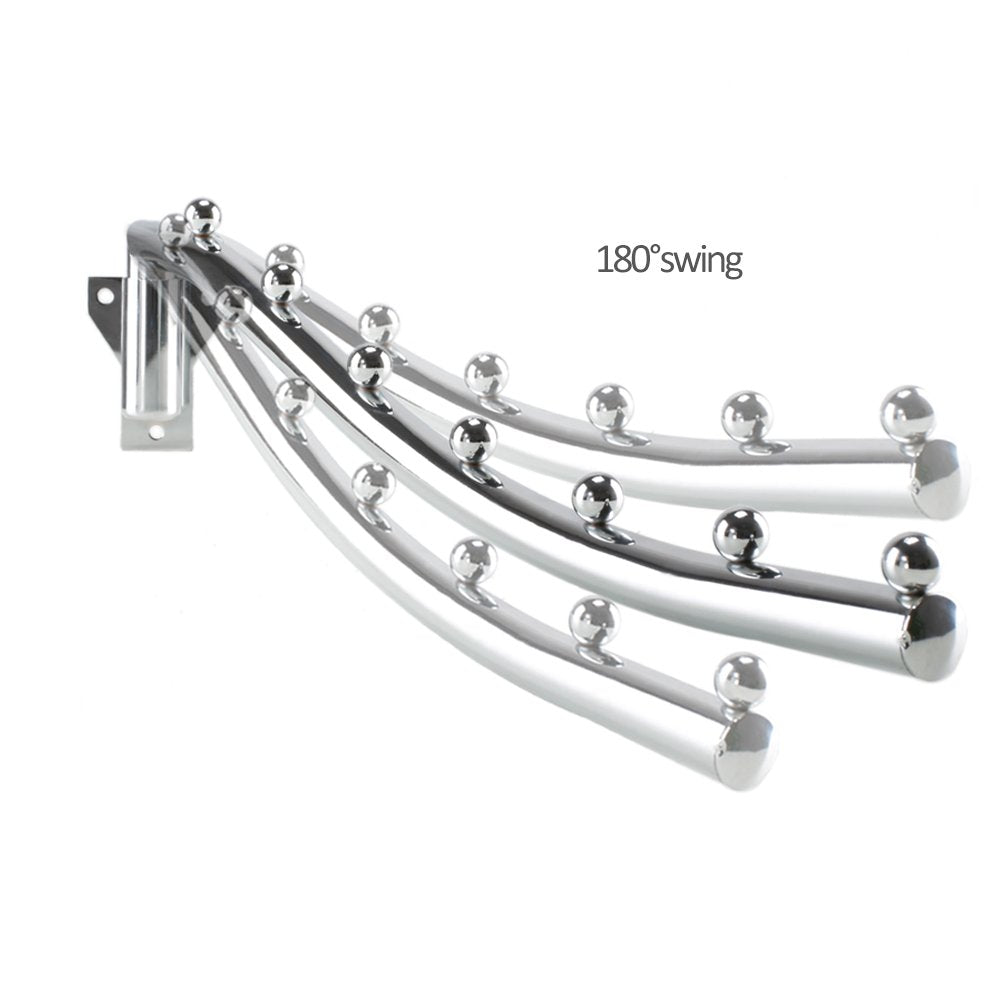 15.75 Inch Stainless Steel Folding Wall Mounted Clothes Hanger Coat Rack Detachable Sturdy Swing Arm Clothes Hanger Design Space Saver with Screws for Closet Laundry Room Dryer