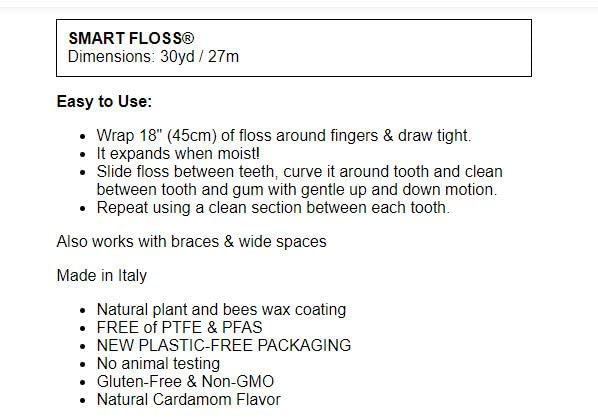 Dental Floss Smart Floss Dr. Tung's 30 yd String