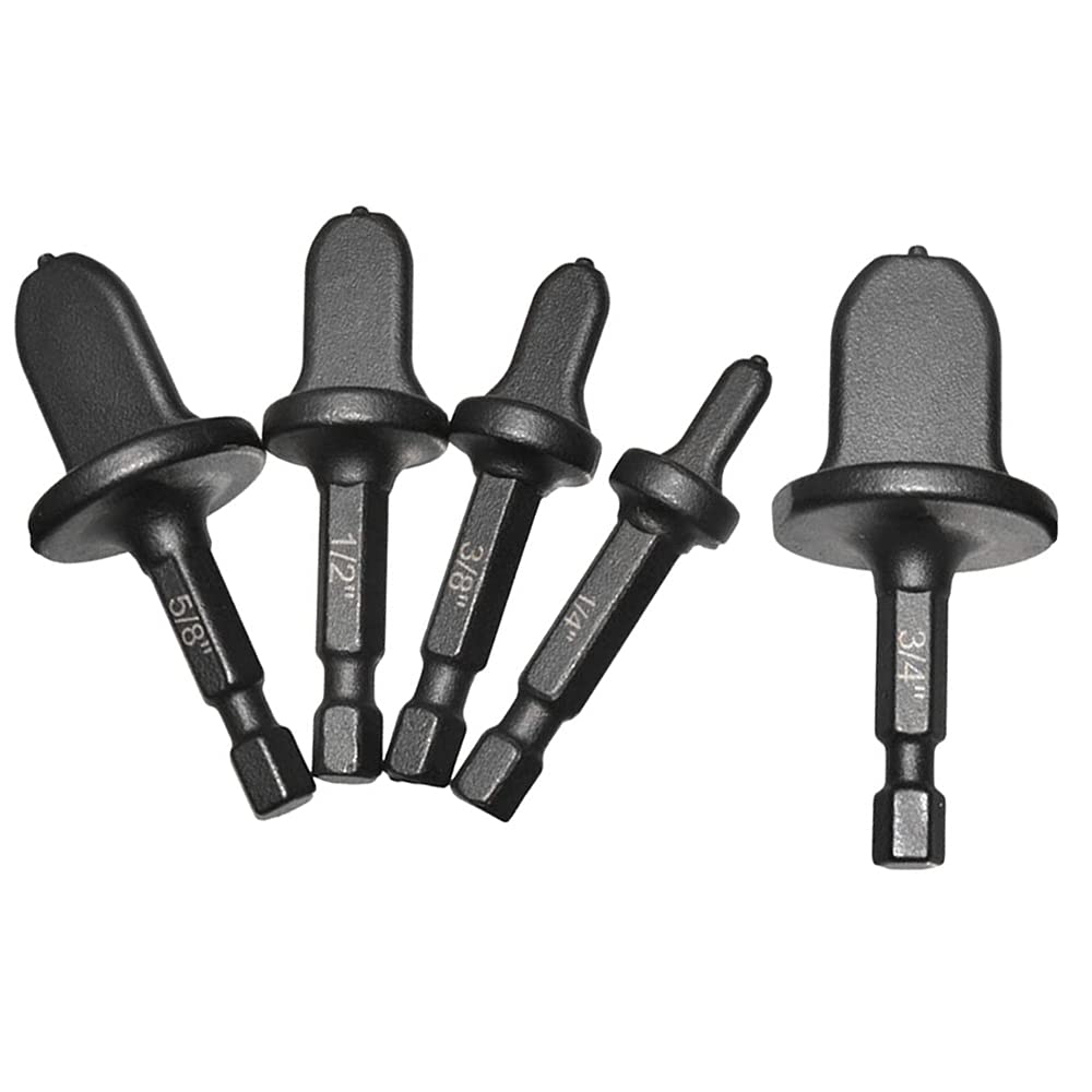 5pc Swaging Tool Drill Bit Set, HVAC Repairing Set 1/4&#39;&#39; Hex Shank Air Conditioner Copper Tube Expander Flaring Drill Bit - 1/4&#39;&#39;, 3/8&#39;&#39;, 1/2&#39;&#39;, 5/8&#39;&#39;, 3/4&#39;&#39;