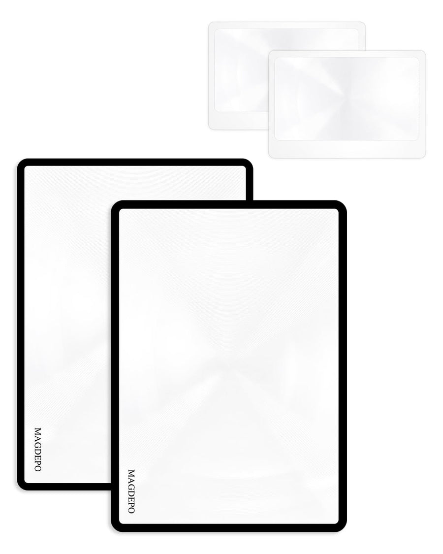 MAGDEPO Page Magnifying Sheet 3X Lightweight Flat Optical Plastic Fresnel Lens with Handy Card Size Magnifier Lenses for Seniors Reading Small Prints, Maps, Books, Bible, Magazines, etc.