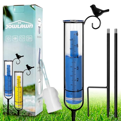 Rain Gauge, 6 Capacity Rain Gauge Outdoor Best Rated, Rain Gauges for Yard with Stake and Tube Brush, Decorative rain Measure Gauge for Lawn, Garden, Fence Decoration