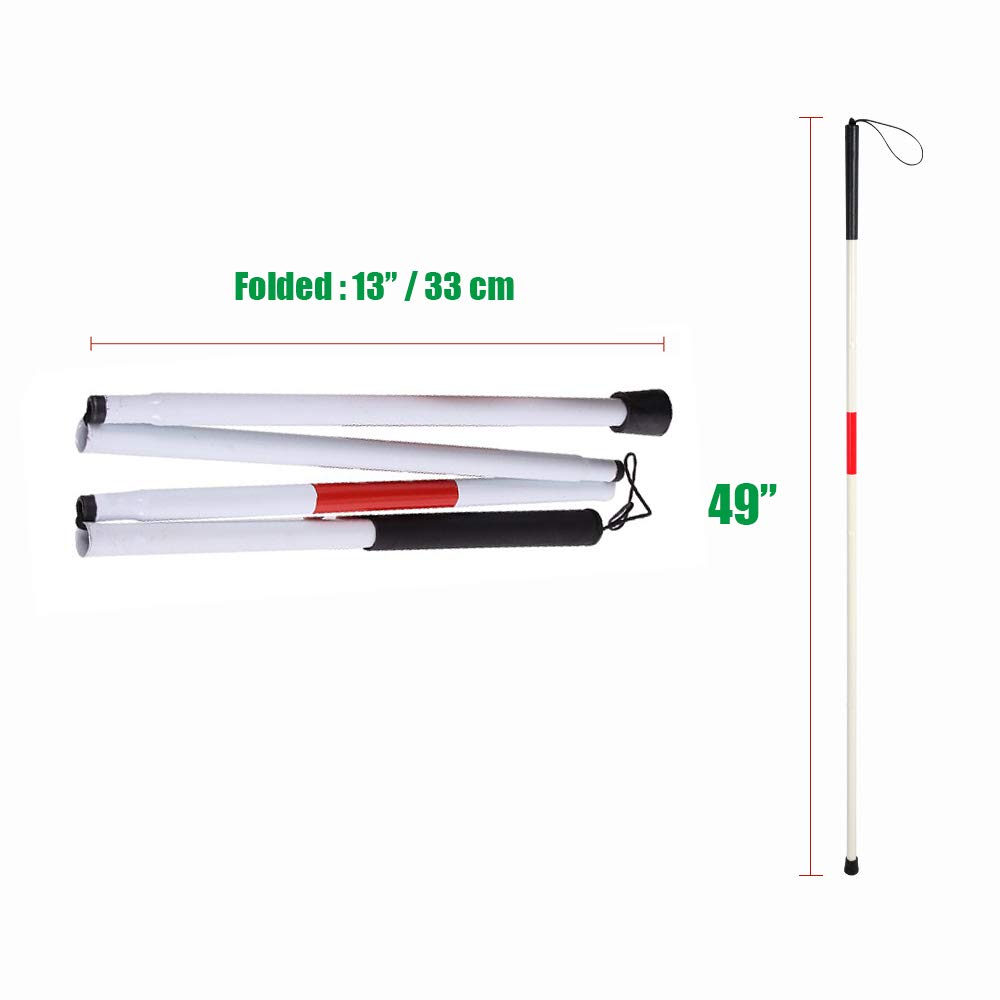 Folding Cane Blind Stick Walking Cane White for The Bli