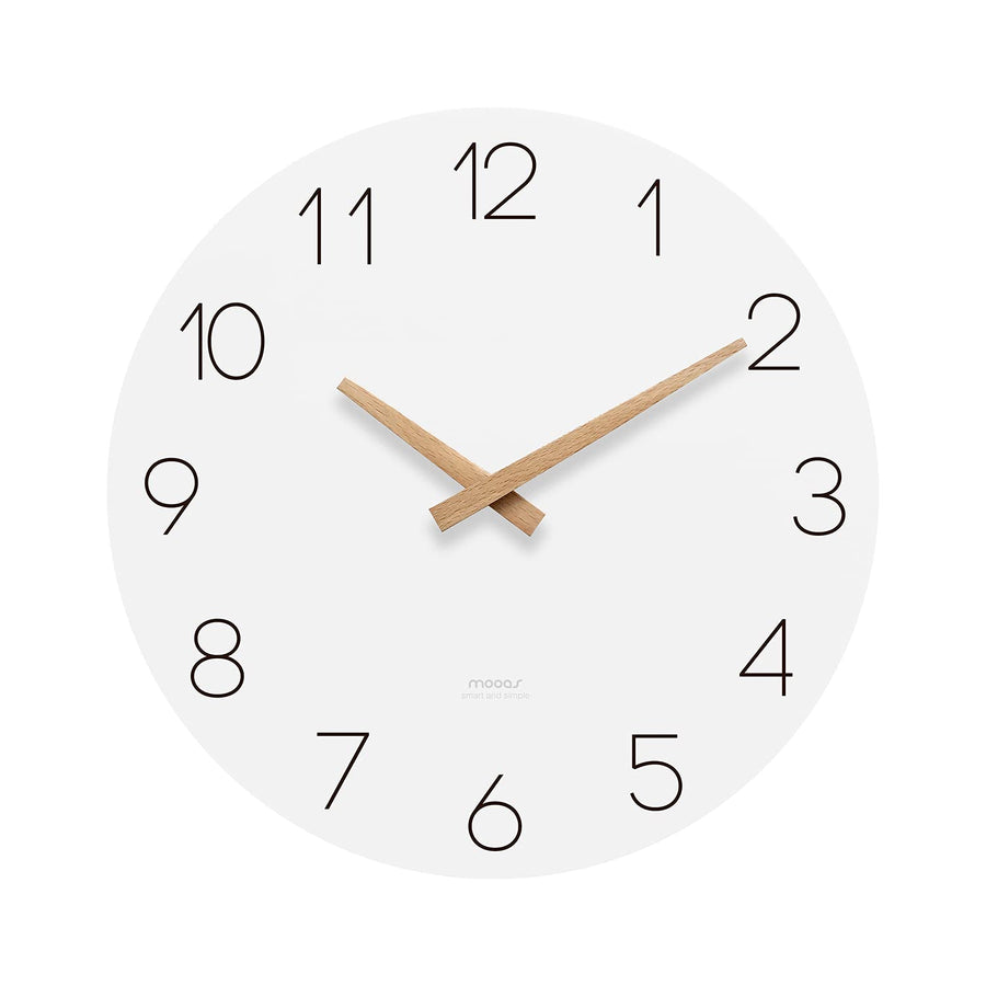 Flatwood Wall Clock,12 Wood Wall Clock Non-Ticking Sweep Movement Decorative Wall Clock Battery Operated Wall Clock for Home Living Room Kitchen Bedroom Office School (Wood)