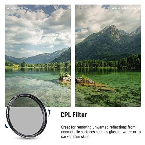 NEEWER 40.5mm ND Lens Filter Kit, UV + Circular Polariz