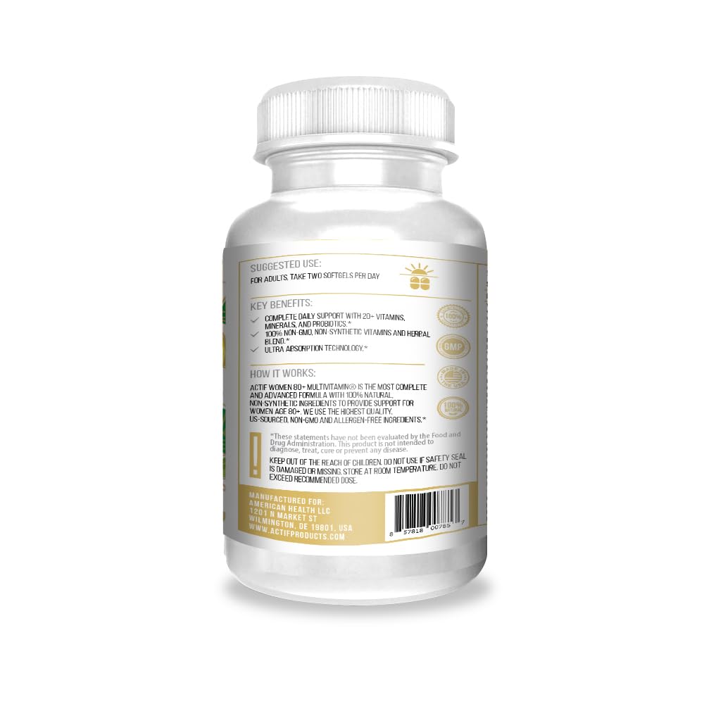 Organic Multivitamin for Women Age 80+ with 20+ Advanced Factors and Omega-3 – Non GMO, Made in USA, 90 Count