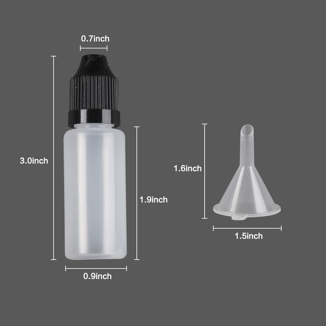 15ml LDPE Plastic Thin Tip Dropper Bottles, Small Empty Squeeze Dropper Bottles (50PCS, Black Caps), BPA Free