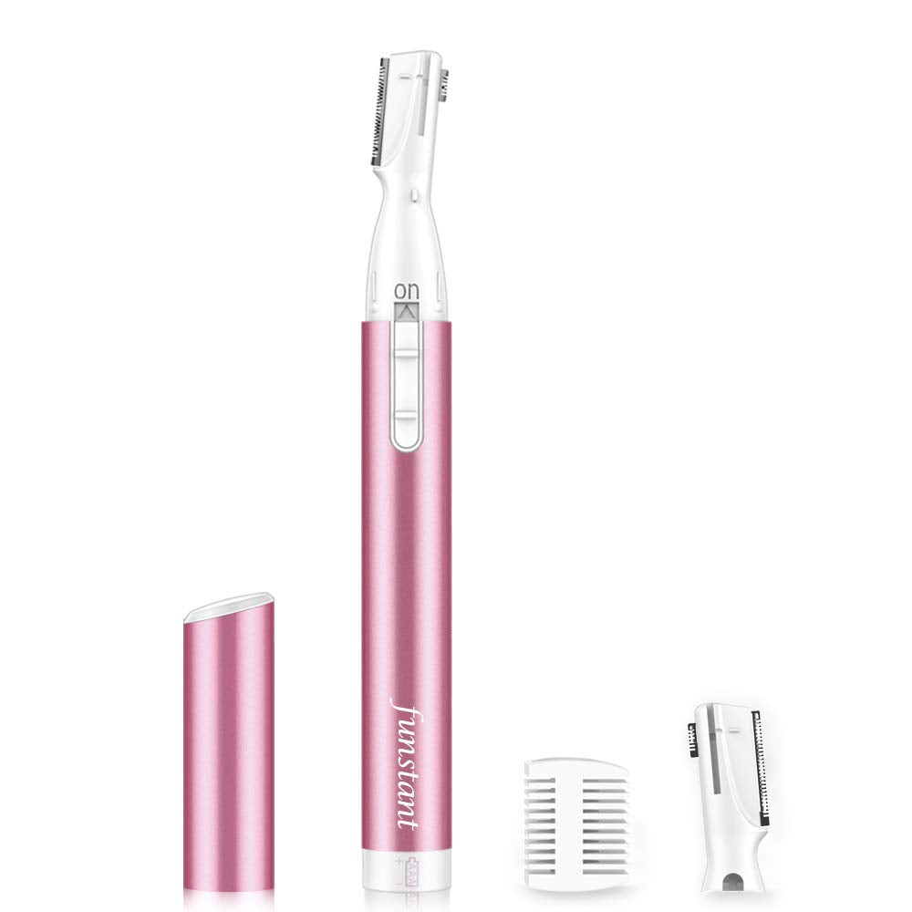 Upgraded Eyebrow Trimmer, Precision Electric Eyebrow Razor for Women Battery-Operated Facial Hair Remover with Comb No Pulling Sensation Painless for Face Chin Neck, Upper-Lip, Peach-Fuzz
