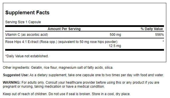 Swanson Vitamin C with Rose HIPS Immune System Support 