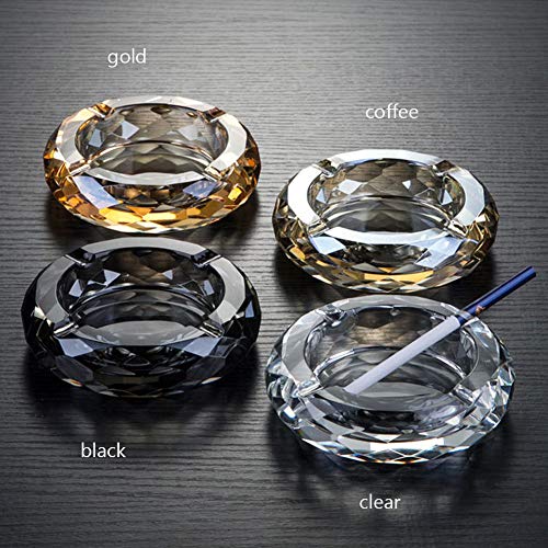Crystal Glass Ashtray, Cigar Cigarettes Ashtray Holder Home Office Desktop Tabletop Decoration,Crystal Clear