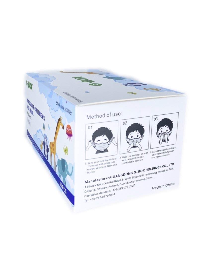 Children&#39;s 3 Ply Disposable Face Masks Daily Use(Blue Regular, 50 pcs)