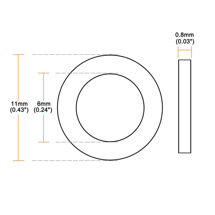 uxcell Nylon Flat Washers M6 11mm OD 6mm ID 0.8mm Thick