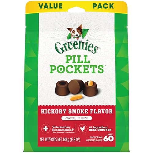 Pill Pockets Large Size Soft Dog Treats for Capsules, Hickory Smoke Flavor, Made with Natural Ingredients Plus Minerals &amp; Trace Nutrients, 15.8 oz. (60 Count, Pack of 1)