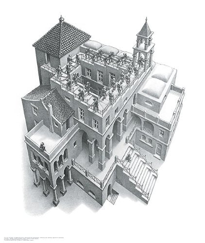 Ascending and Descending M. C. Escher Fantasy Poster Print 21.5x25.5