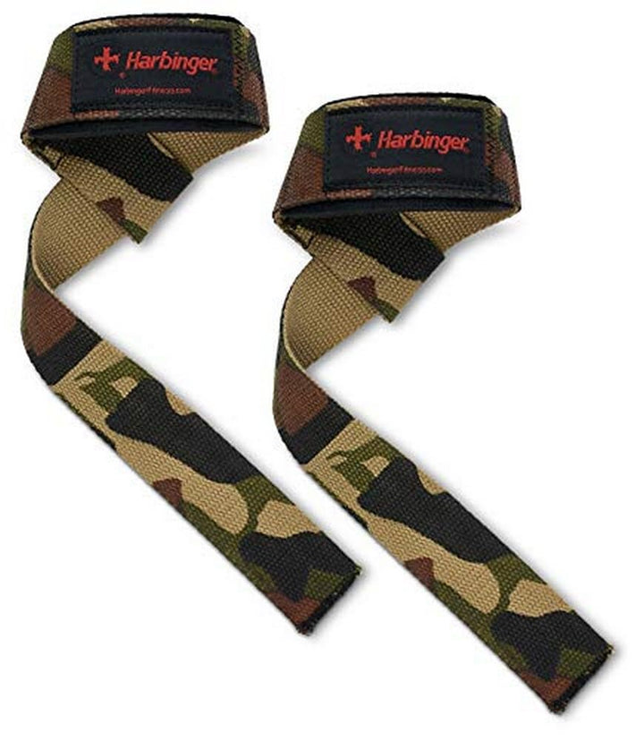 Padded Cotton Lifting Straps with NeoTek Cushioned Wrist (Pair), Camo
