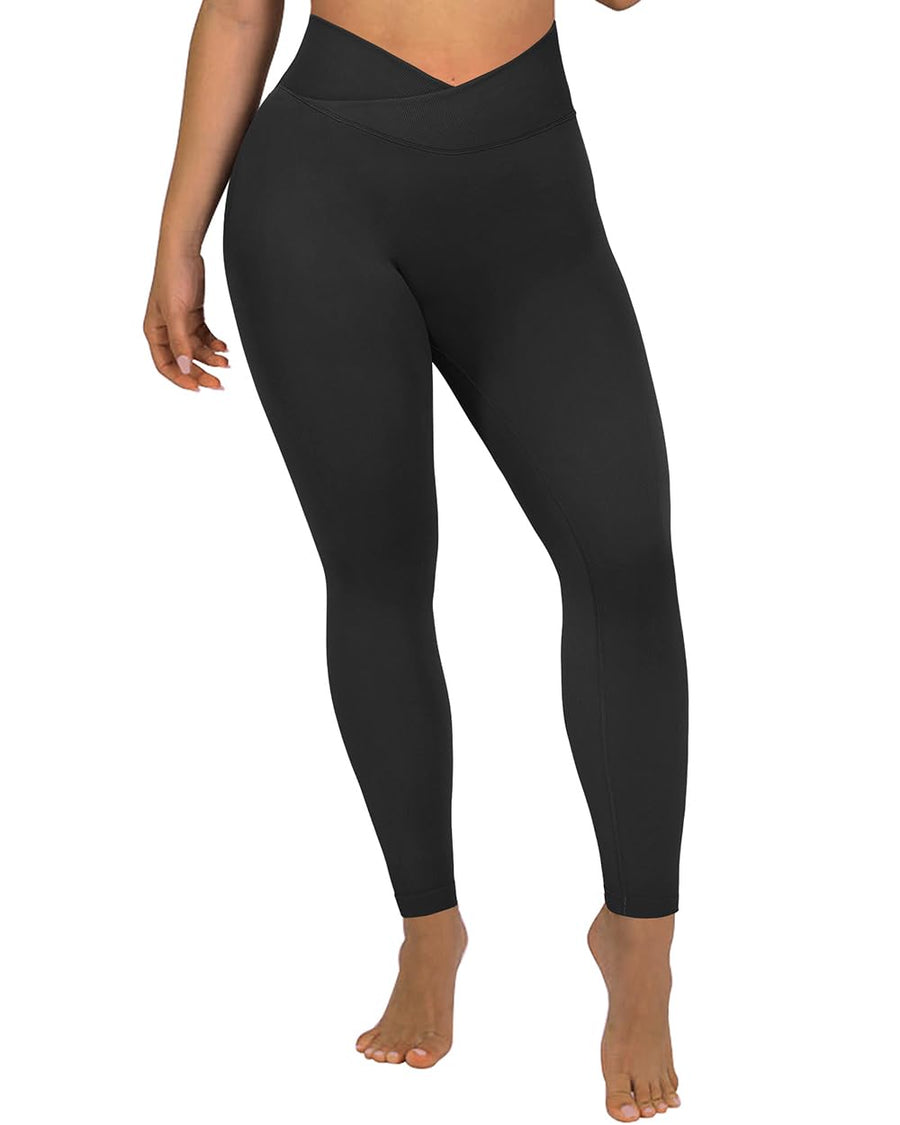 SUUKSESS Women Crossover Seamless Leggings Butt Lifting