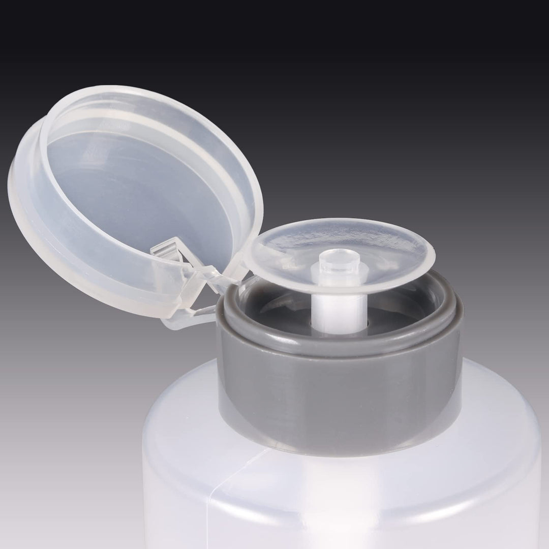 Liquid Push Down Alcohol Dispenser- Clear Bottle- Label