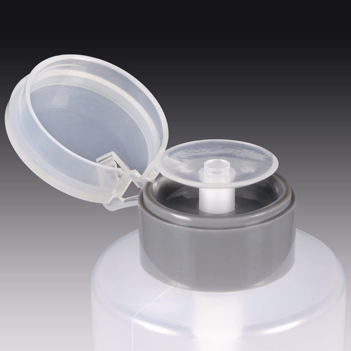 Liquid Push Down Alcohol Dispenser- Clear Bottle- Label