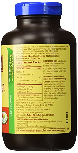 Triple Omega 3 6 9 - Fish, Flaxseed, Safflower &amp; Olive Oils - 180 Softgels