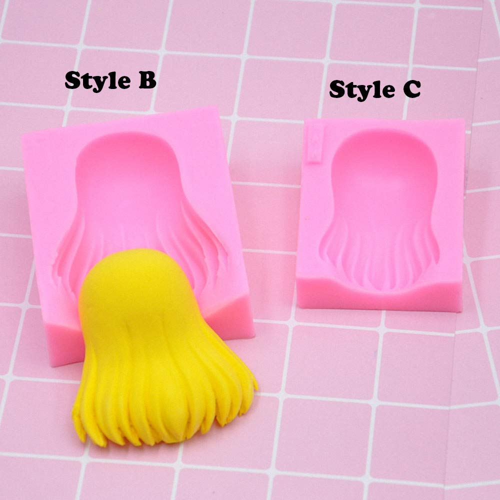 3Pcs/Set Girl Doll Hair Shaped Clay Mold Women Hairstyl