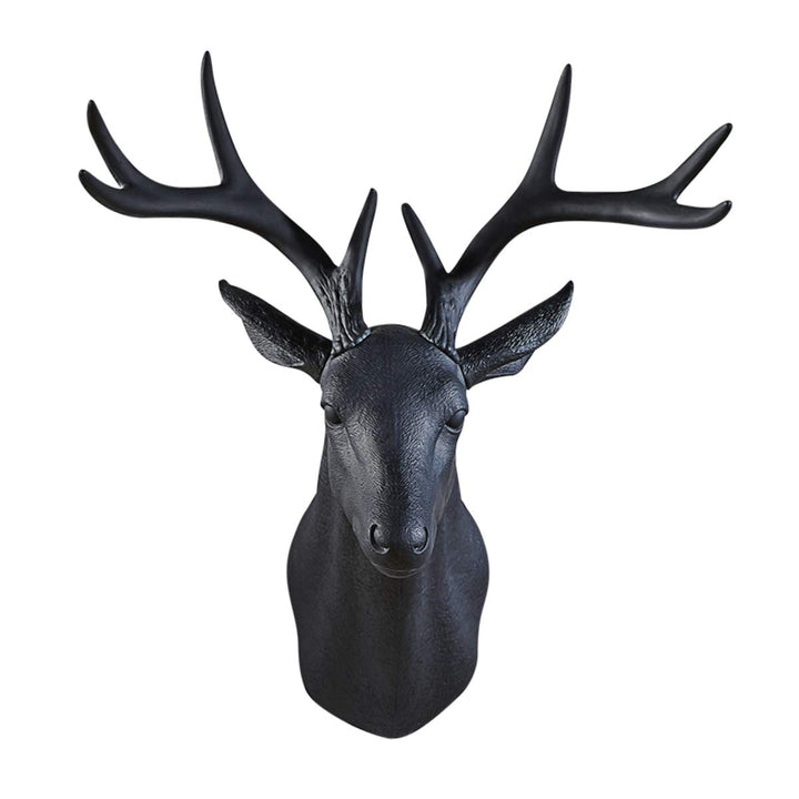 20 inch Large Wall Charmers Large Faux Deer Head Faux Taxidermy Animal Head Wall Decor - Handmade Farmhouse Decor - Rustic Wall Decor Deer Antlers (Black Deer)