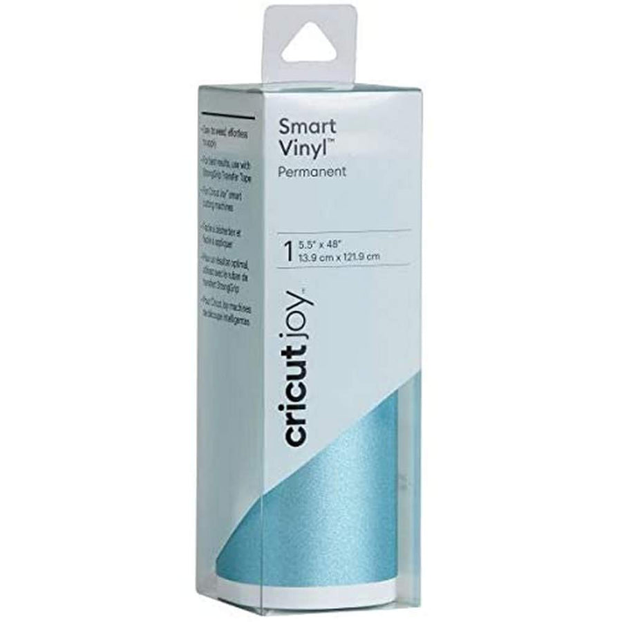 Smart Permanent Vinyl (5.5in x 48in, Shimmer Light Blue) for Joy machine - matless cutting for shapes up to 4ft, & repeated cuts up to 20ft