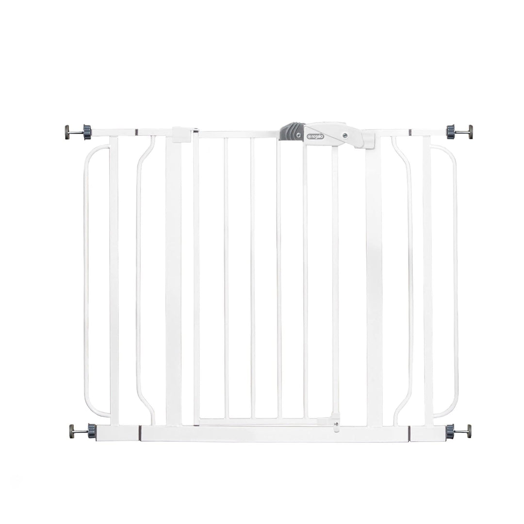 Easy Step Extra Wide Baby Gate, Includes 4-Inch and 4-Inch Extension Kits, 4 Pack of Pressure Mounts Kit and 4 Pack of Wall Mount Kit