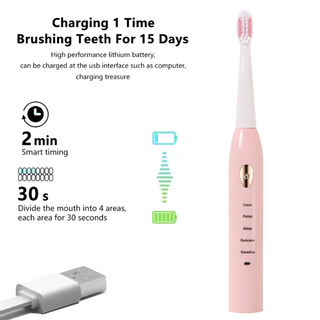 AIPOEXUNO Electric Toothbrush with 5 Brush Heads for Ad