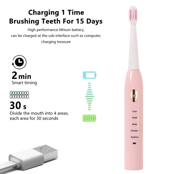 AIPOEXUNO Electric Toothbrush with 5 Brush Heads for Ad