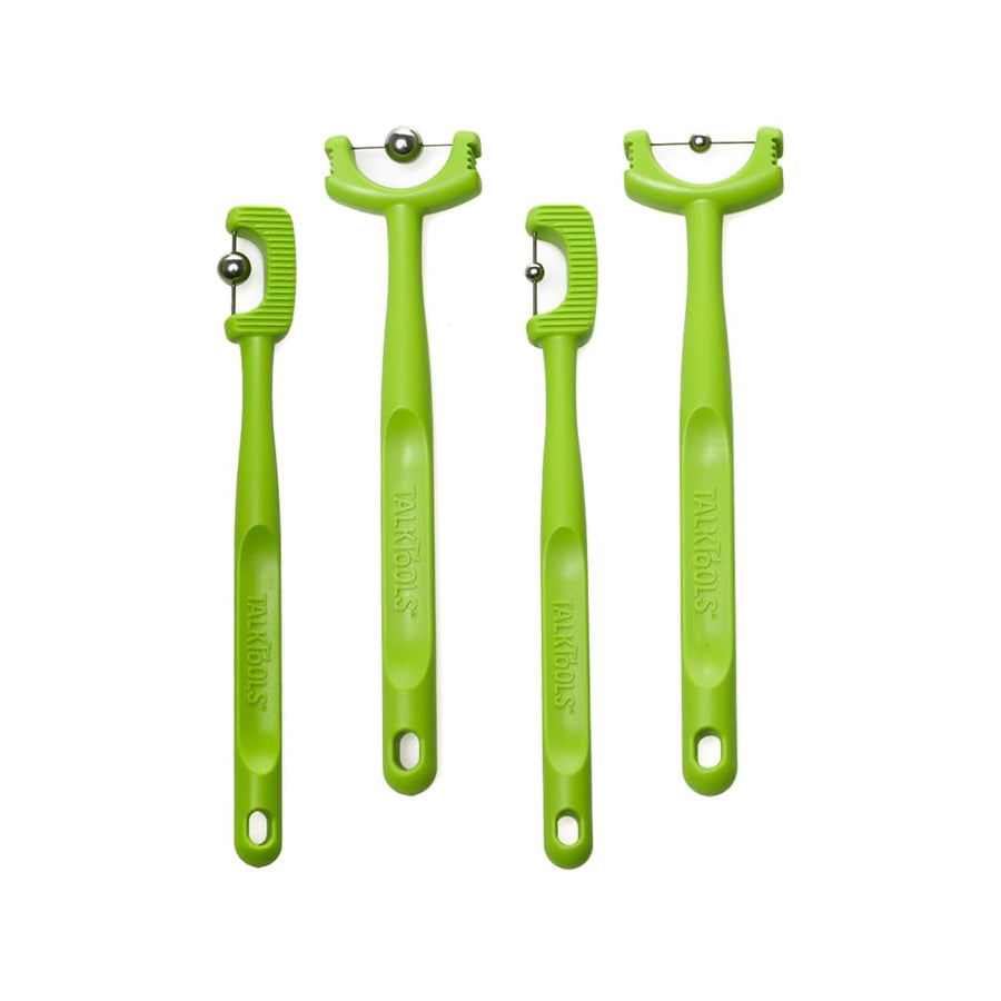 Tongue Tip Lateralization and Elevation Tools | Therapeutic Tool Set for Apraxia, Dysarthria | Improve Feeding Skills, Speech Clarity and Jaw Stability | Jaw Alignment - Set of 4 - Inst. Booklet -Lime
