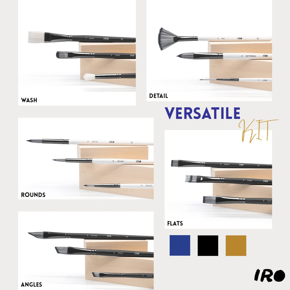 IRO Artist Paint Brush Set of 15 Professional Flat Pain