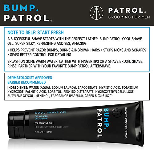 Cool Shave Gel - Sensitive Clear Shaving Gel With Menthol Prevents Razor Burn, Bumps, Ingrown Hair - 4 Ounces