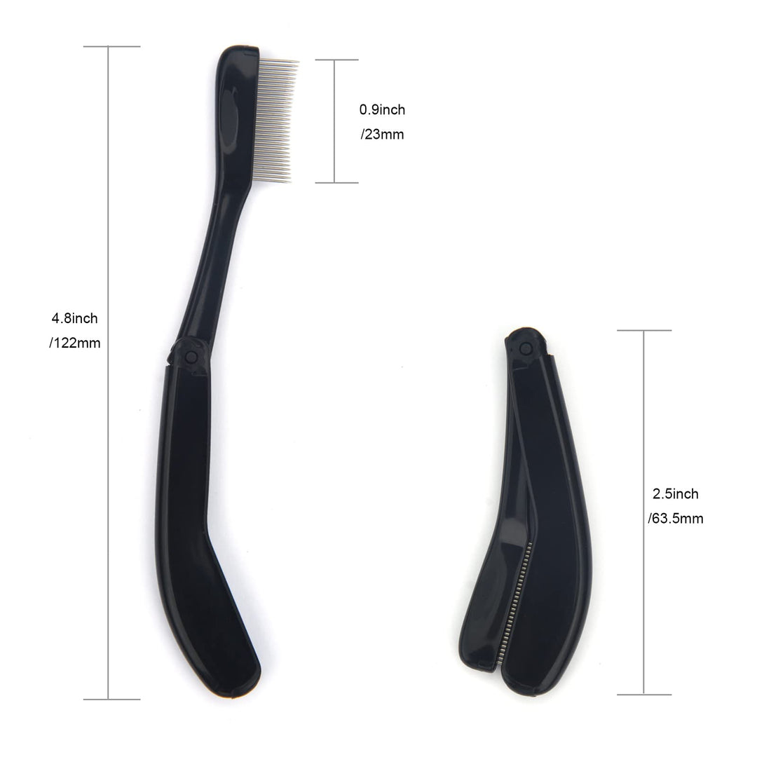 Folding Eyelash Comb,Eyelash Comb Separator Eyelash Brush Separator Curler Lash Brush Separator Eyelash Eyebrow Mascara Brush with Metal Teeth Makeup Brush Tools