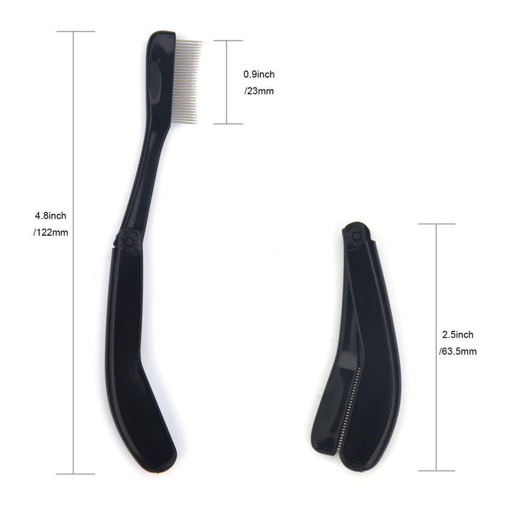 Folding Eyelash Comb,Eyelash Comb Separator Eyelash Brush Separator Curler Lash Brush Separator Eyelash Eyebrow Mascara Brush with Metal Teeth Makeup Brush Tools