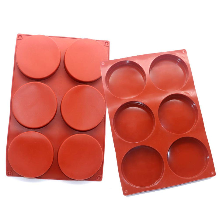 6-Cavity Large Cake Molds Silicone Round Disc Resin Coa