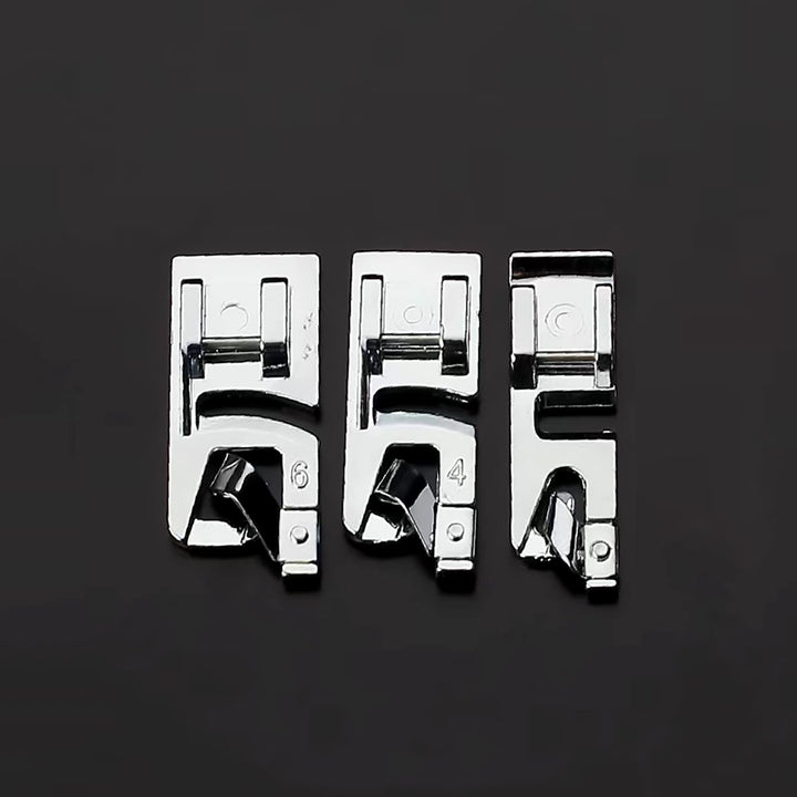 3 Pieces Narrow Rolled Hem Presser Foot Set (3 mm, 4 mm, 6 mm) for All Low Shank Snap-On Singer, Brother, Babylock, Euro-Pro, Janome, Kenmore, White, Juki, Elna, New Home Sewing Machines