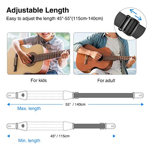 Bass Guitar Straps for Electric Guitar &amp; Bass 3 Wide Bass Strap Padded Guitar Straps Adjustable Length from 45 to 55 Bass Guitar Strap with Pick Holder 2 Safety Strap Locks &amp; 6 Picks
