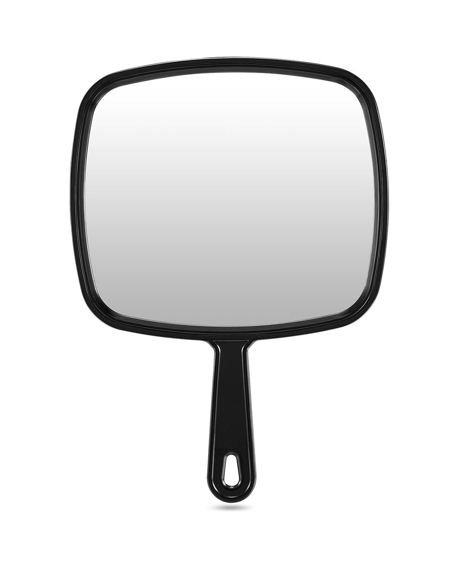 Extra Large Hand Mirror, Salon Barber Hairdressing Handheld Mirror with Handle (Square Black 9 x 12.4)