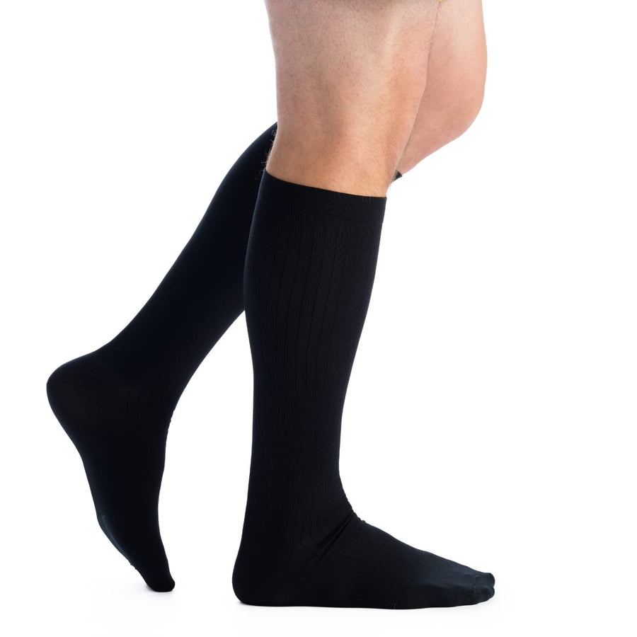 Men's USA Made Graduated Compression Socks 20-30 mmHg Firm Pressure Medical Quality Knee High Orthopedic Support Stockings Hose - Best Comfort Fit, Circulation, Travel (Large, Black)