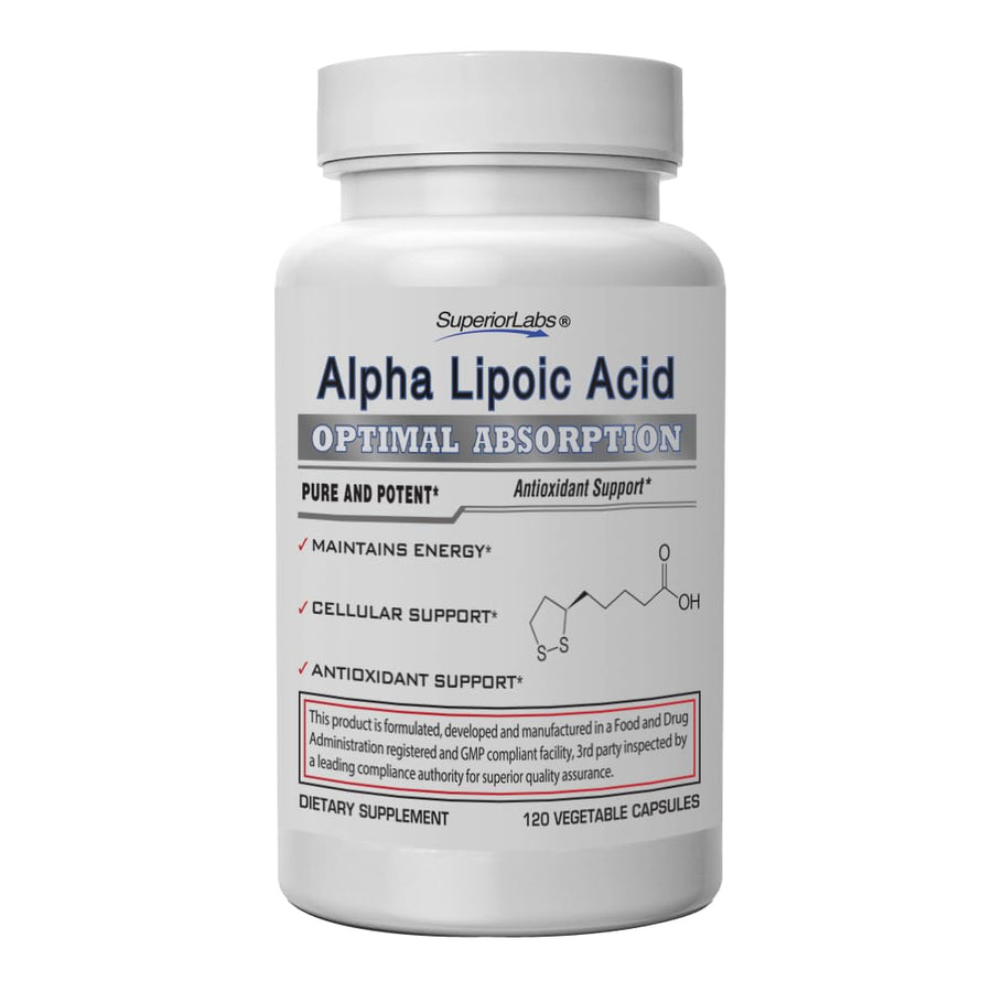 Alpha Lipoic Acid - Pure Non-GMO ALA 600mg (4 Month Supply) 120 Servings - Zero Synthetic Additives - Supports Healthy Aging, Nerve Health, Tingling Feet, Hands & Overall Wellbeing