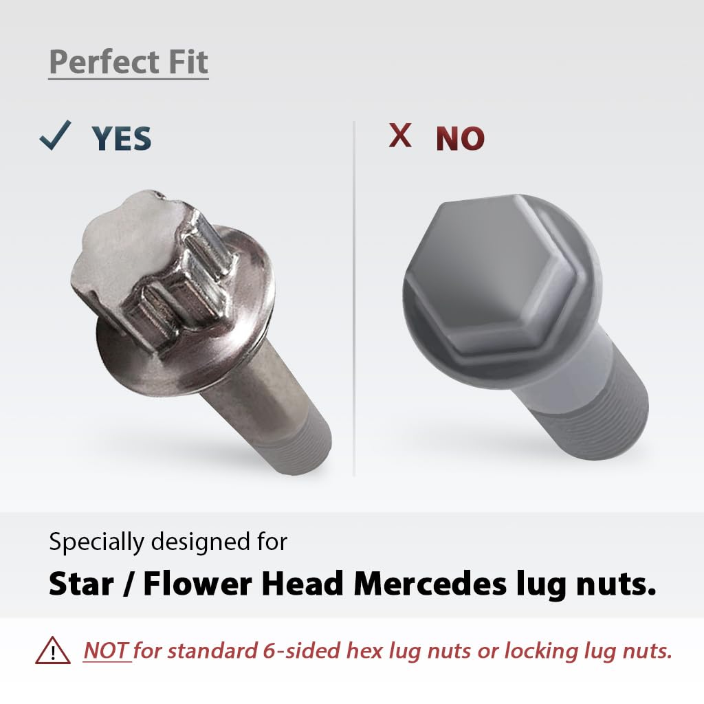 FIRSTINFO B2920 Impact Lug Nut Socket for Mercedes Benz Vehicles with 17mm Convex, Flower Head Lug Nuts