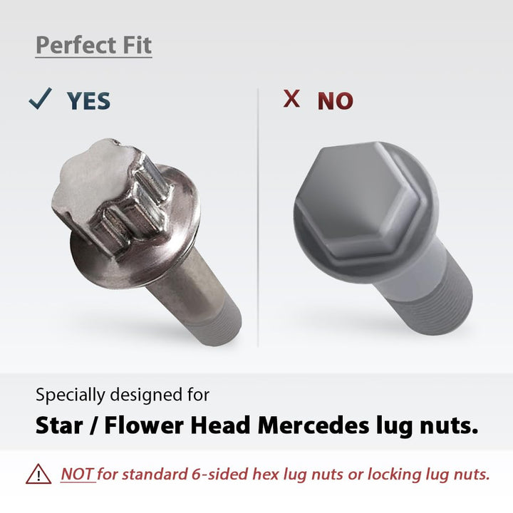 FIRSTINFO B2920 Impact Lug Nut Socket for Mercedes Benz Vehicles with 17mm Convex, Flower Head Lug Nuts